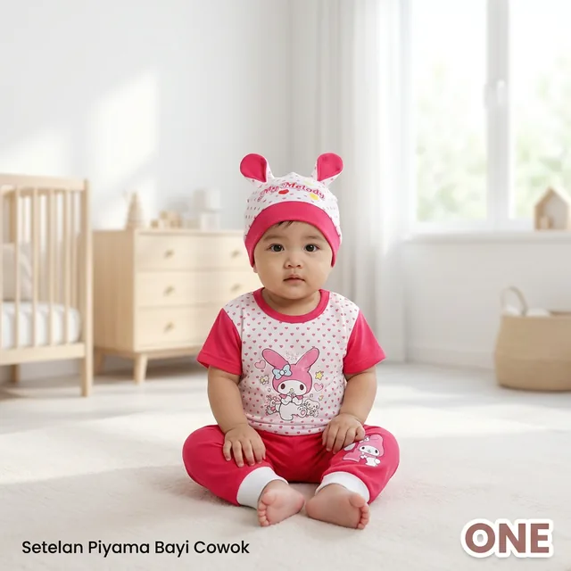 Setelan piyama bayi motif kelinci
