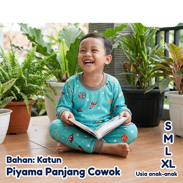 Piyama panjang anak laki-laki motif tosca