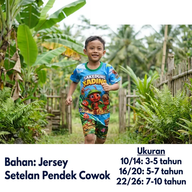 Setelan pendek anak laki-laki bahan jersey